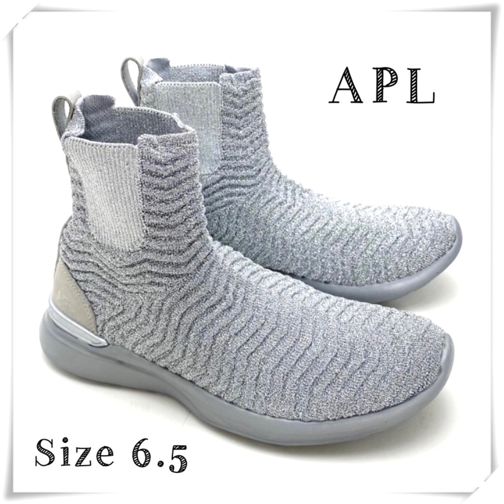 APL Lululemon Athletic propulsion Labs Knitted TechLoom Chelsea Sneakers Silver
